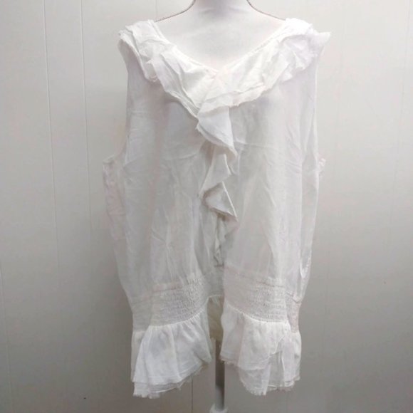 DKNY Jeans Womens Plus 28 White Sleeveless Blouse - Picture 1 of 3